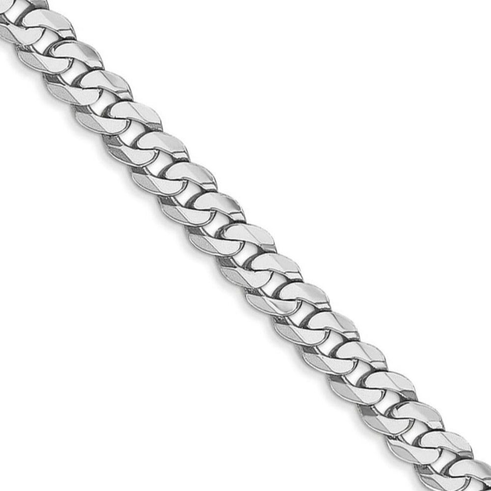 4.75mm, 14K White Gold, Flat Beveled Curb Chain Necklace, 22 Inch